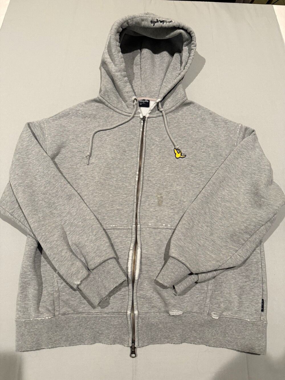 Mark Gonzales Women’s L Gray Full Zip Fleece Hoodie Embroidered Angel Logo